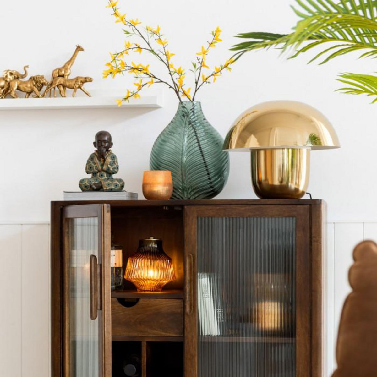 Paris Prix Lampe à Poser Design  Champignon  40cm Or