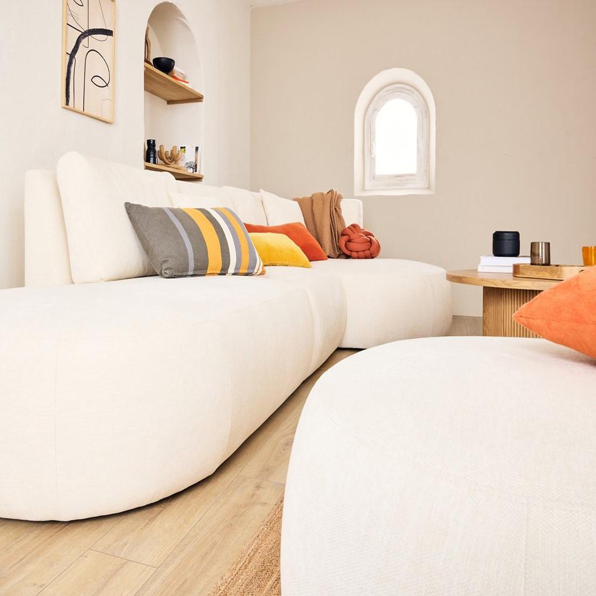 Voir la diapositive 2 : LISA DESIGN Santorini - module d'assise gauche - en tissu texturé