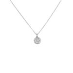L'ATELIER D'AZUR Collier - Pendentif Or Blanc Pavé Diamants - Chaine Argentée - Femme