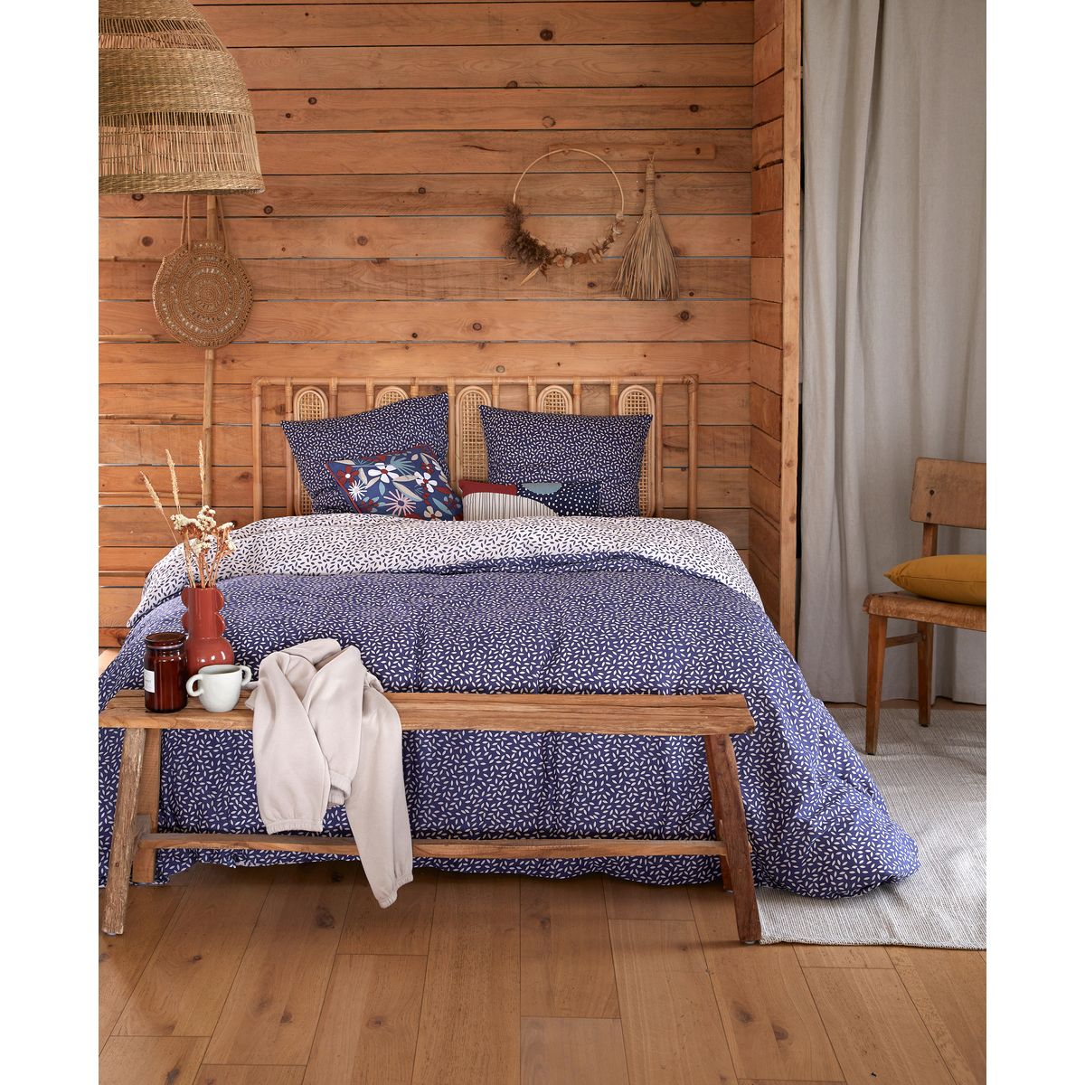 Parure housse de couette fantaisie en polycoton + drap housse offert YVANNA 