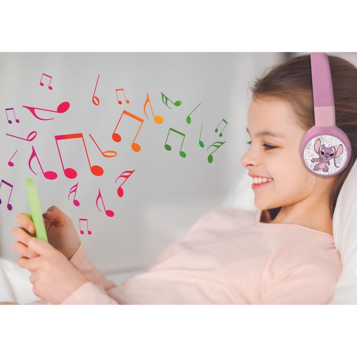 Lexibook Casque 2 en 1 Stitch Angel Bluetooth et Filaire avec limitation de son