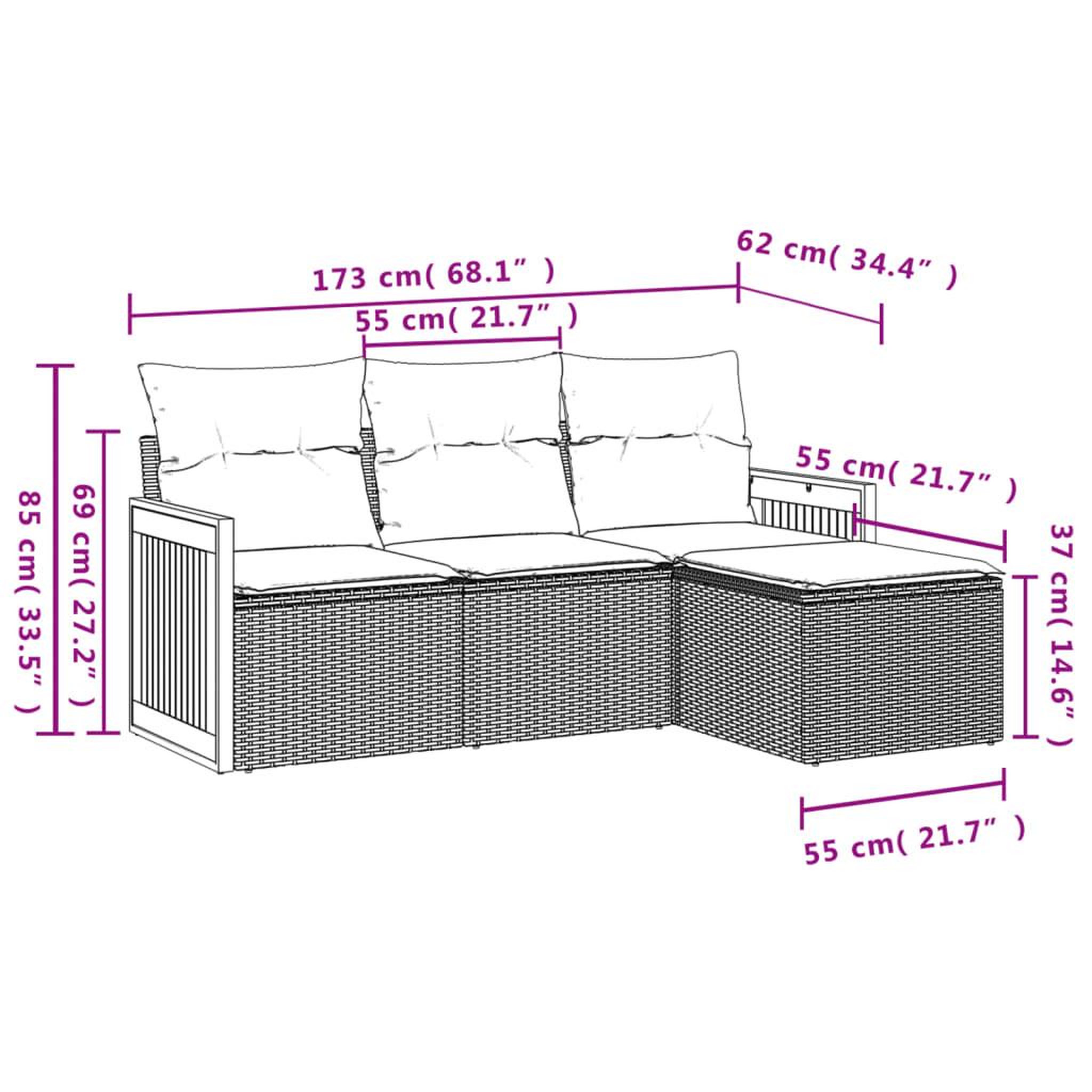 Voir la diapositive 4 : VIDAXL Salon de jardin 4 pcs avec coussins noir resine tressee