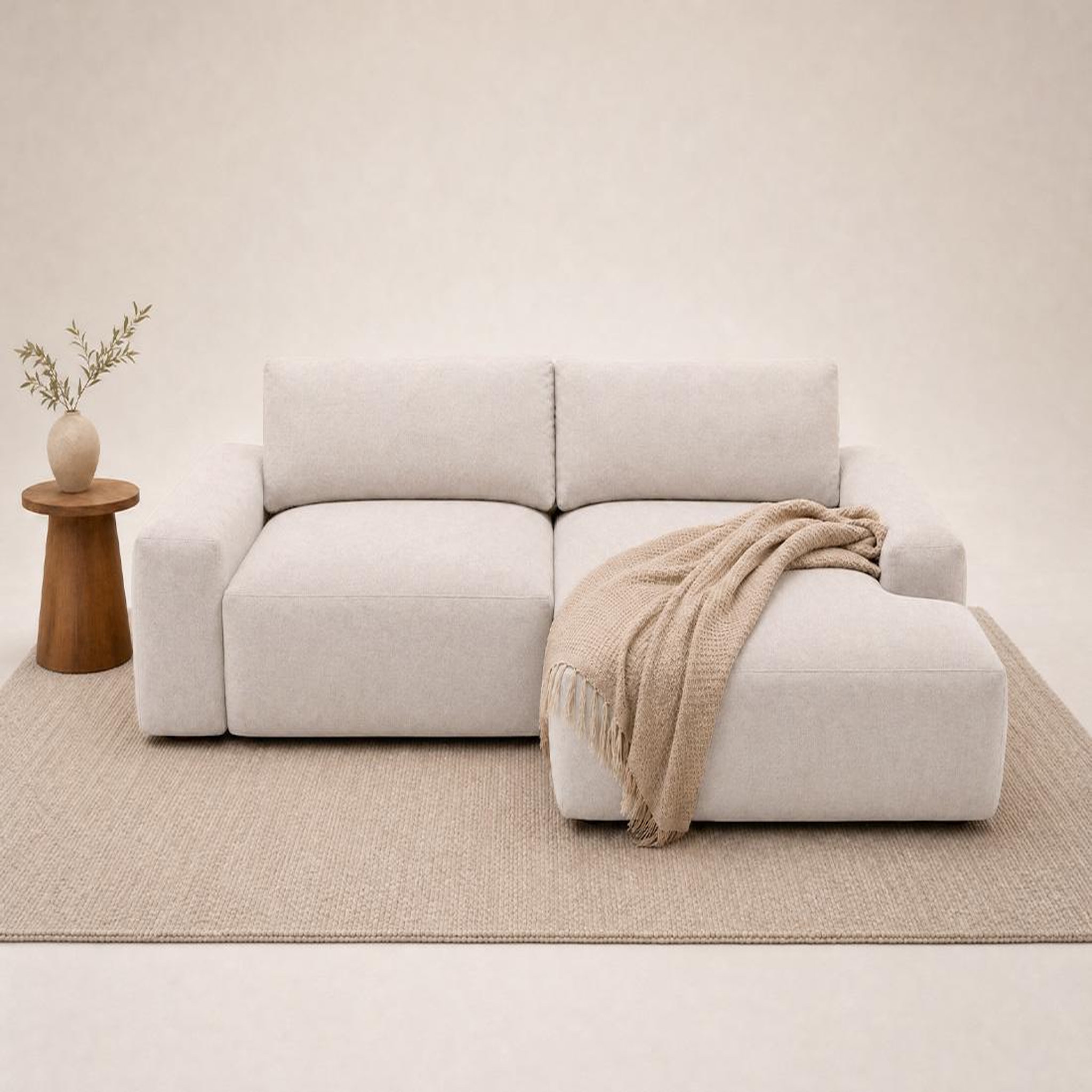 Voir la diapositive 2 : BEST MOBILIER Tama - canapé d'angle droit 4 places convertible avec coffre en tissu