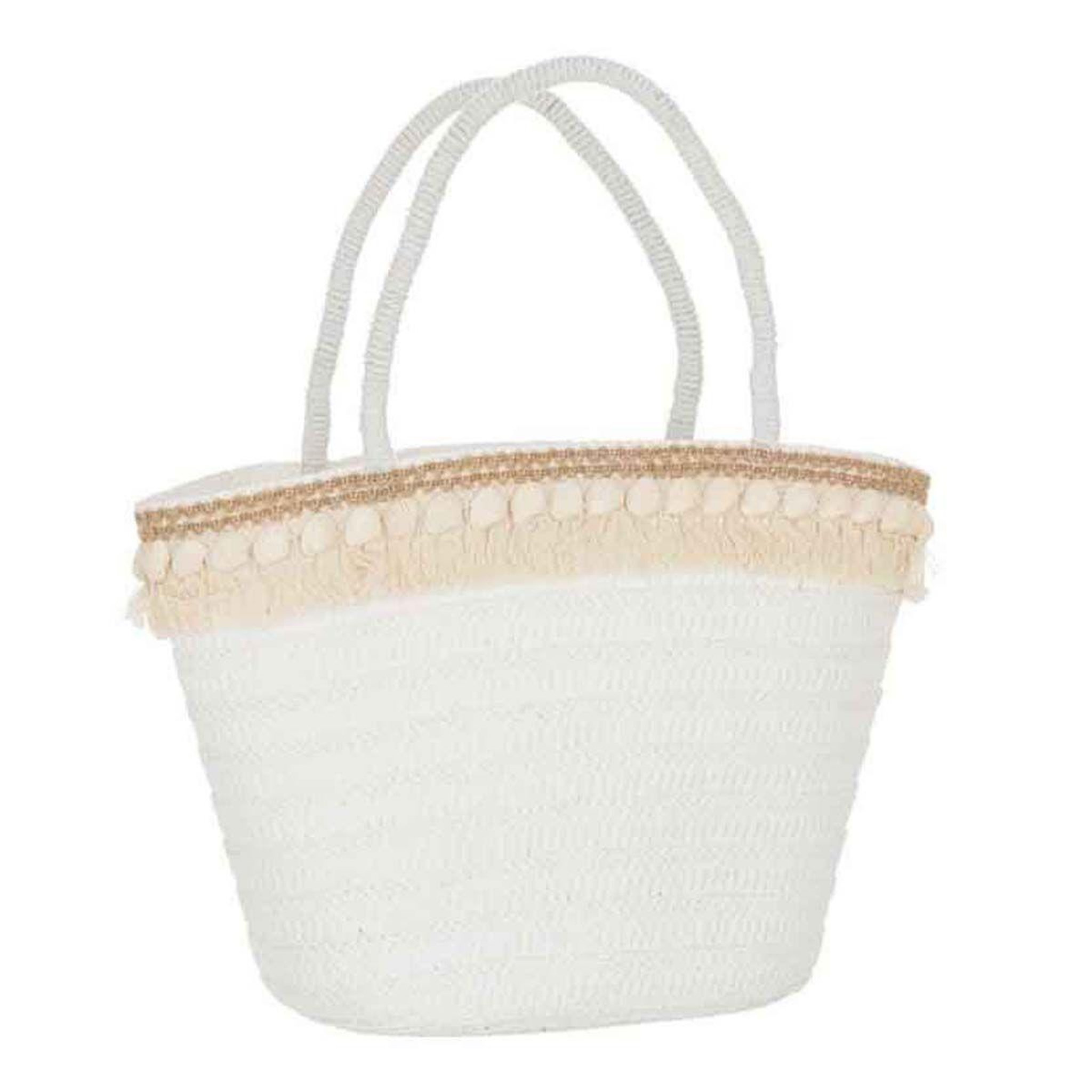 Voir la diapositive 1 : J-LINE Panier de plage  coquillages  48cm blanc