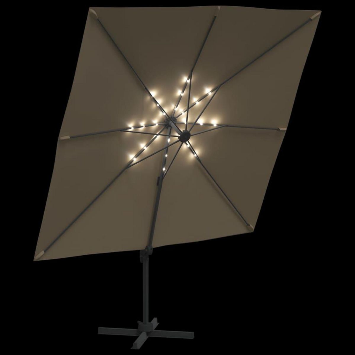 VIDAXL Parasol cantilever a LED Taupe 400x300 cm