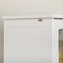 Voir la diapositive 6 : HOMCOM Armoire de cuisine buffet haut 4 portes 3 étagères tiroir verre trempé panneaux MDF blanc