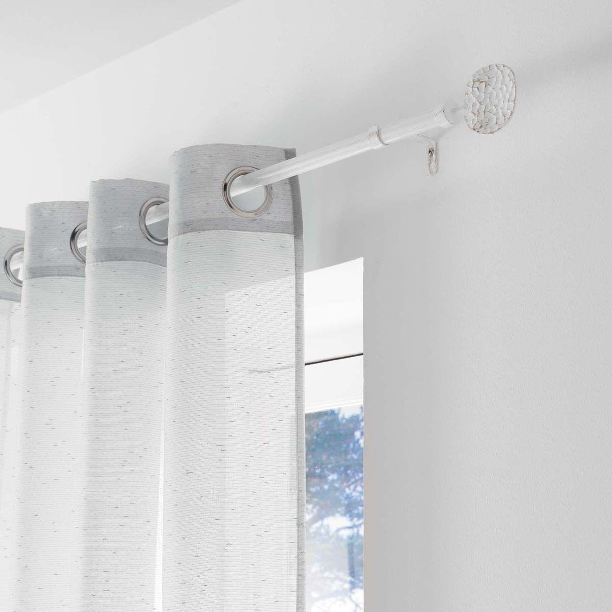 Voir la diapositive 2 : Douceur d'Intérieur Kit tringle déco extensible  bullette  120-210cm blanc