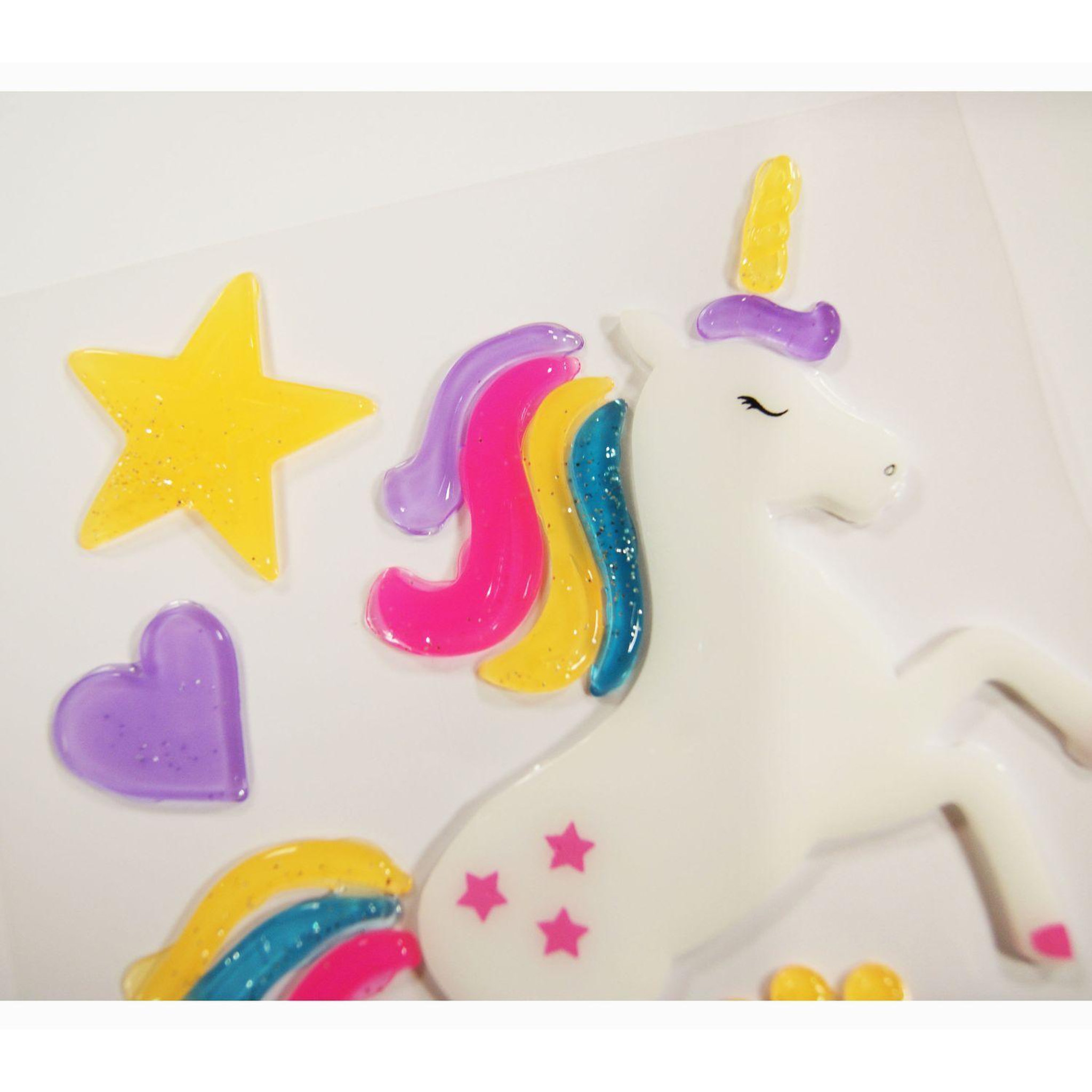 Voir la diapositive 1 : GLOBAL GIFT Décoration de fenêtre en gel - Licorne - Paillettes
