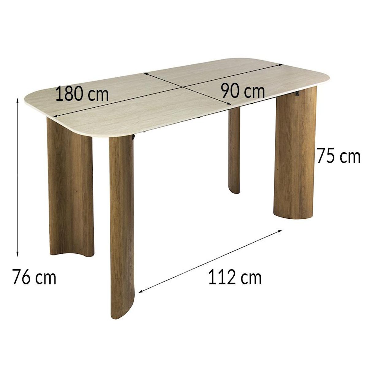 LISA DESIGN Mohea - table à manger - plateau en céramique effet travertin - 4 à 6 personnes