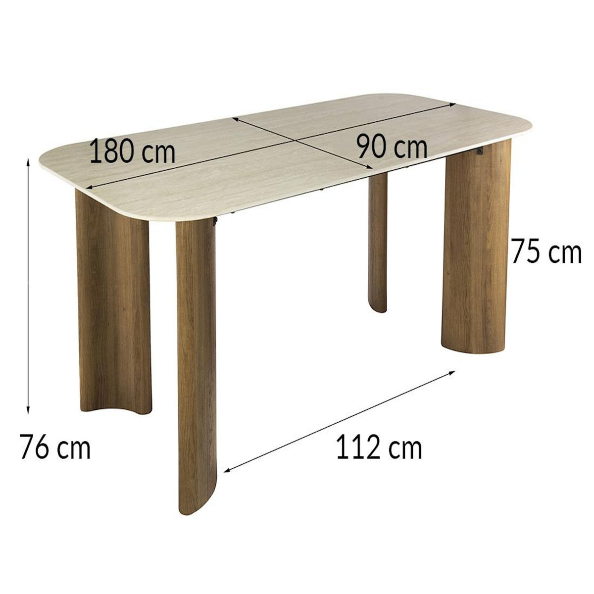 LISA DESIGN Mohea - table à manger - plateau en céramique effet travertin - 4 à 6 personnes