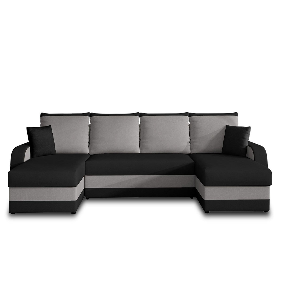 BEST MOBILIER Valos - canapé panoramique en u - 7 places - convertible avec coffre - en velours