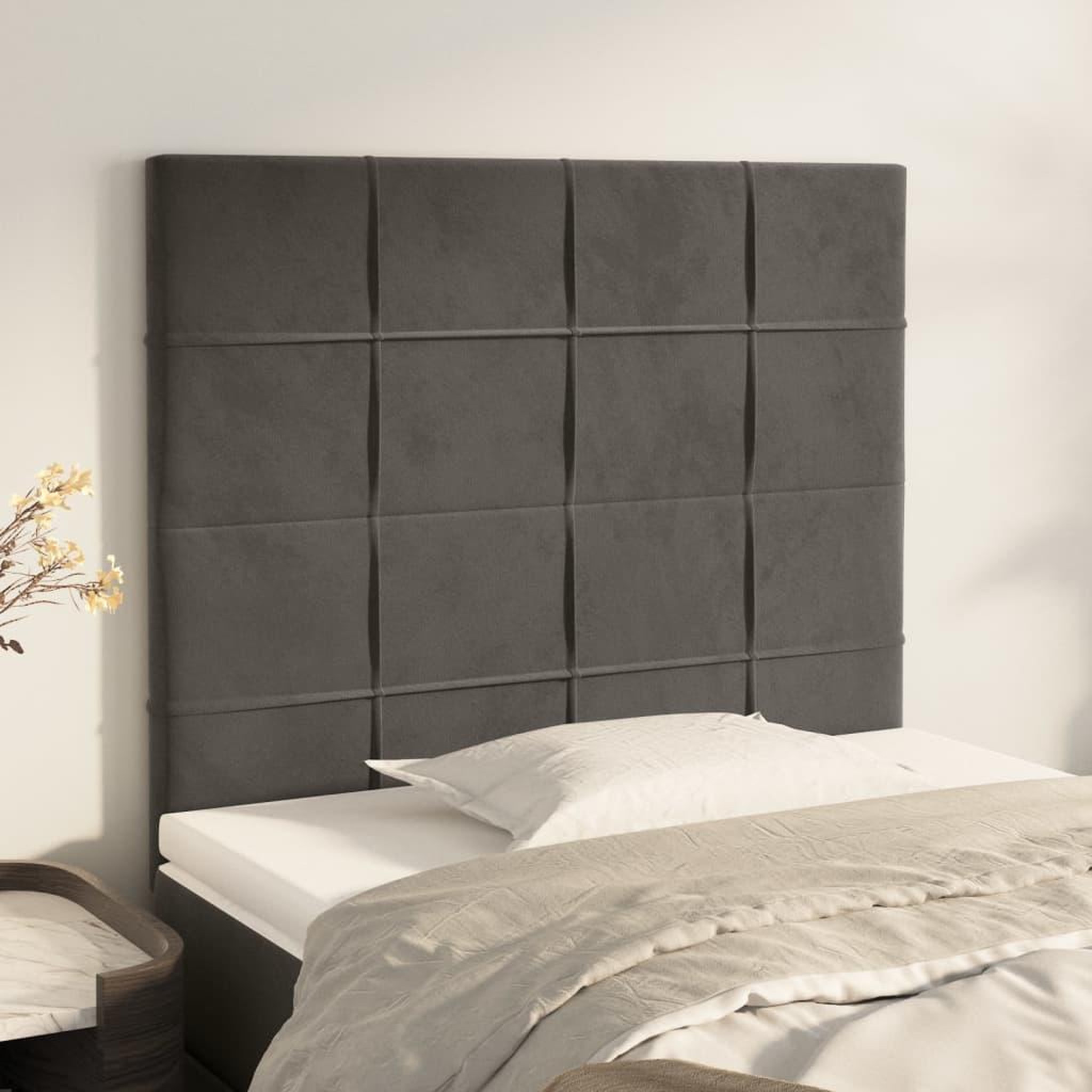 Voir la diapositive 1 : VIDAXL Tetes de lit 2 pcs Gris fonce 80x5x78/88 cm Velours