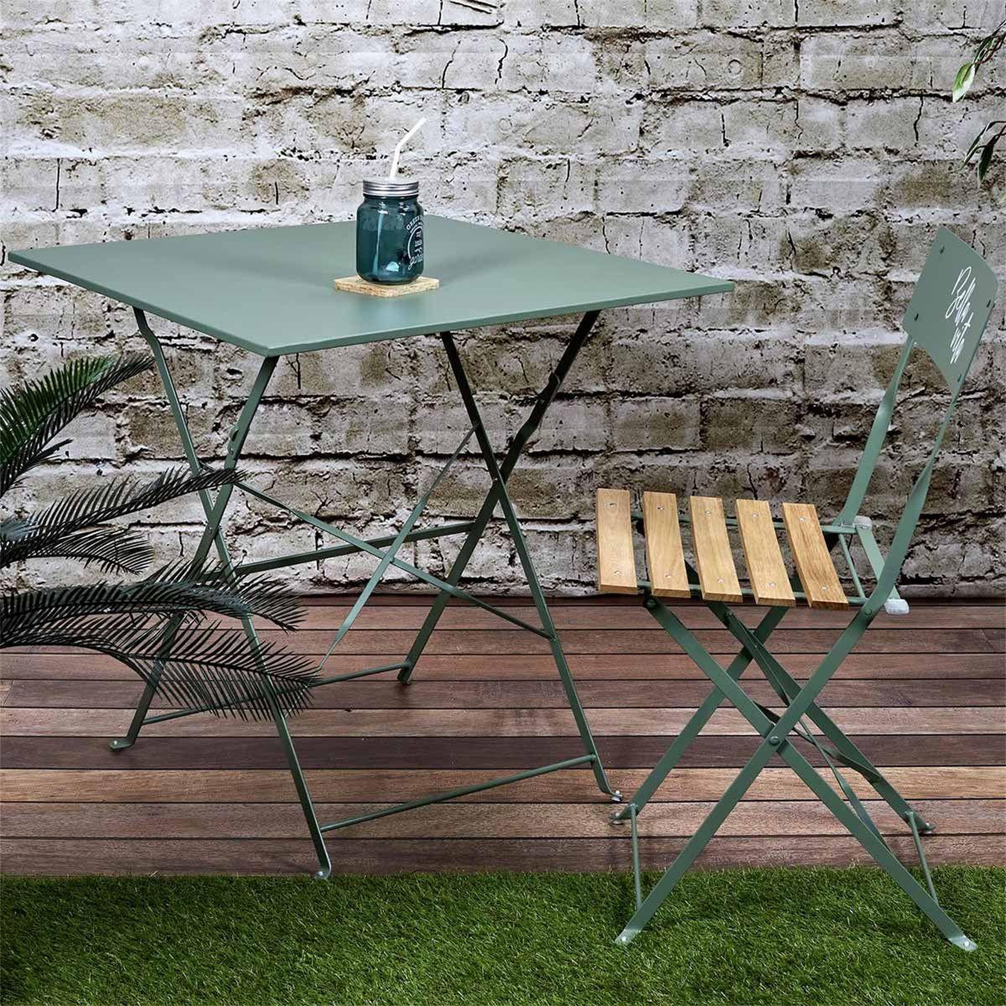 Voir la diapositive 6 : The Home Deco Factory Table de Jardin Pliante  Palerme  70cm Kaki
