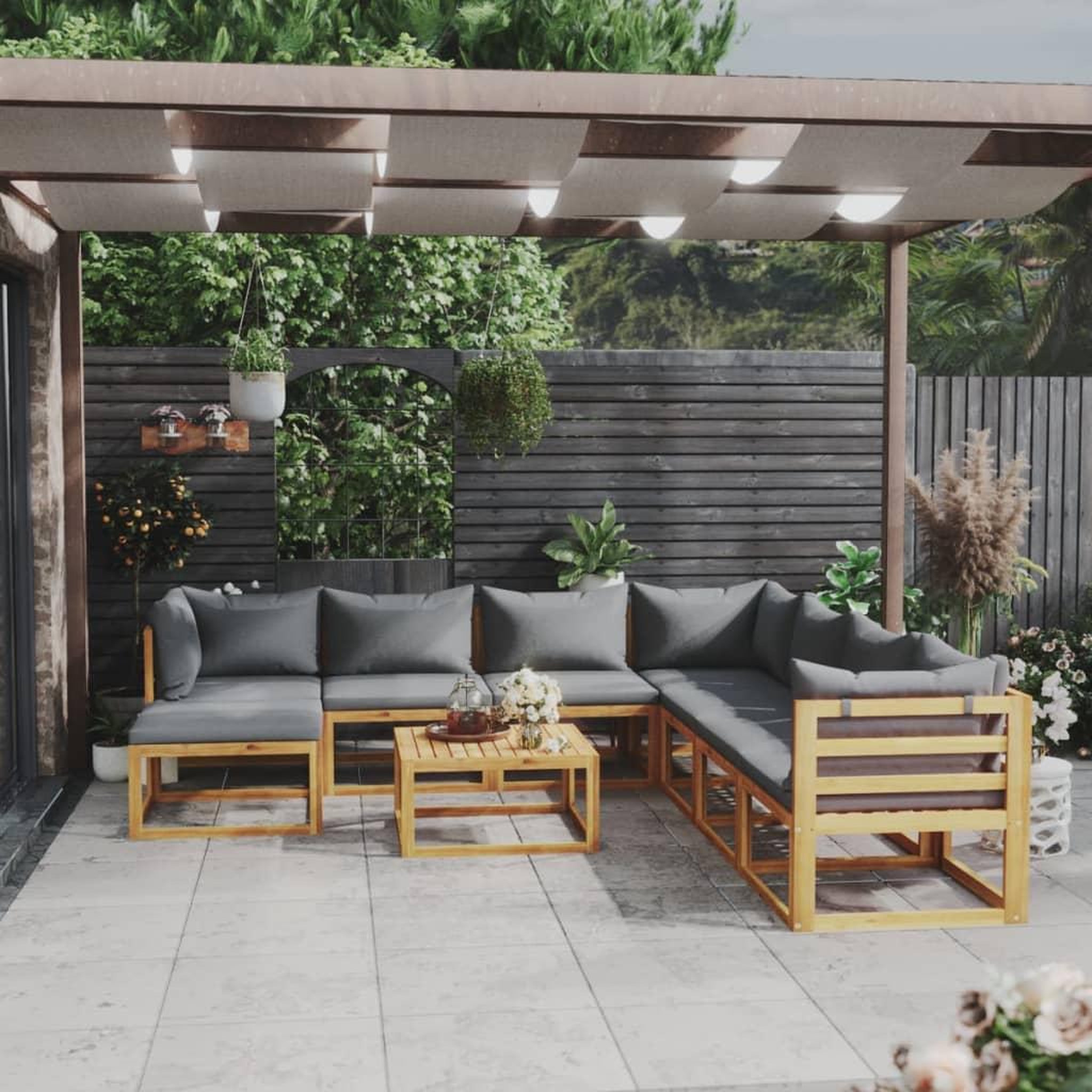 Voir la diapositive 1 : VIDAXL Salon de jardin 9 pcs avec coussin Bois d'acacia solide