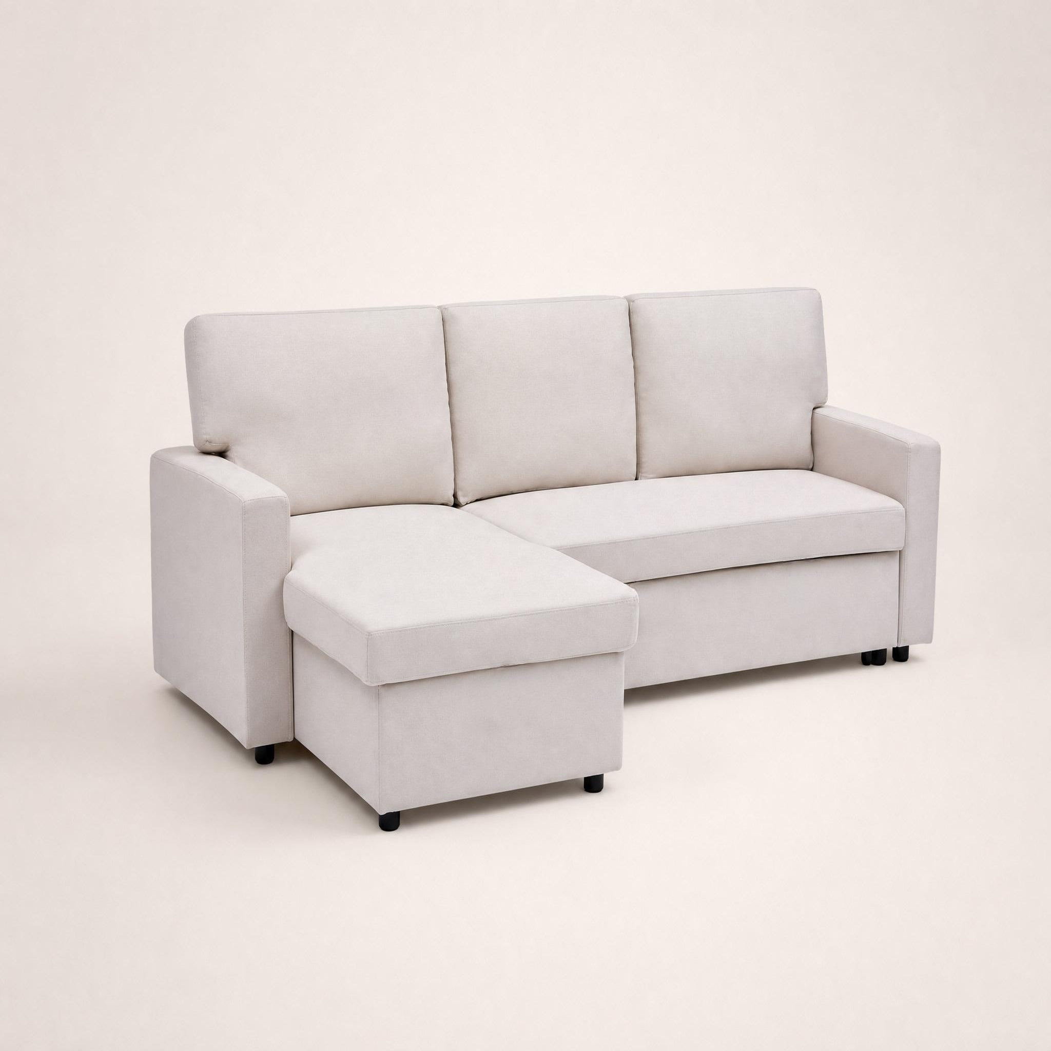 Voir la diapositive 3 : BEST MOBILIER Meiya - canapé d'angle réversible 4 places convertible avec coffre en tissu