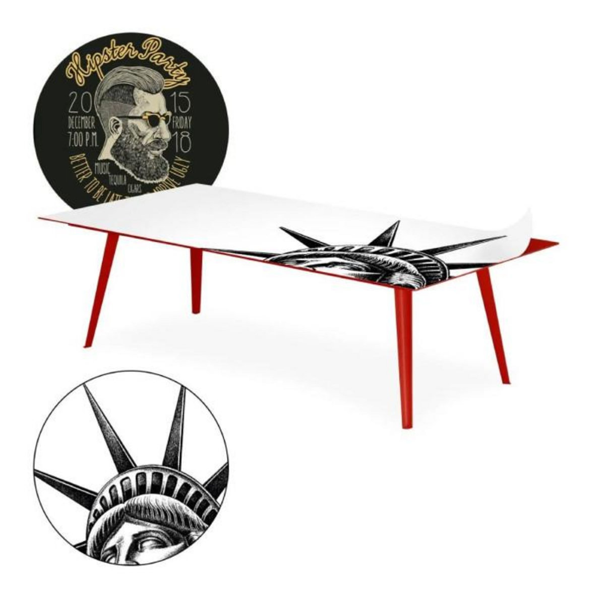 Paris Prix Table Basse 2 Covers  Fun  120cm Rouge