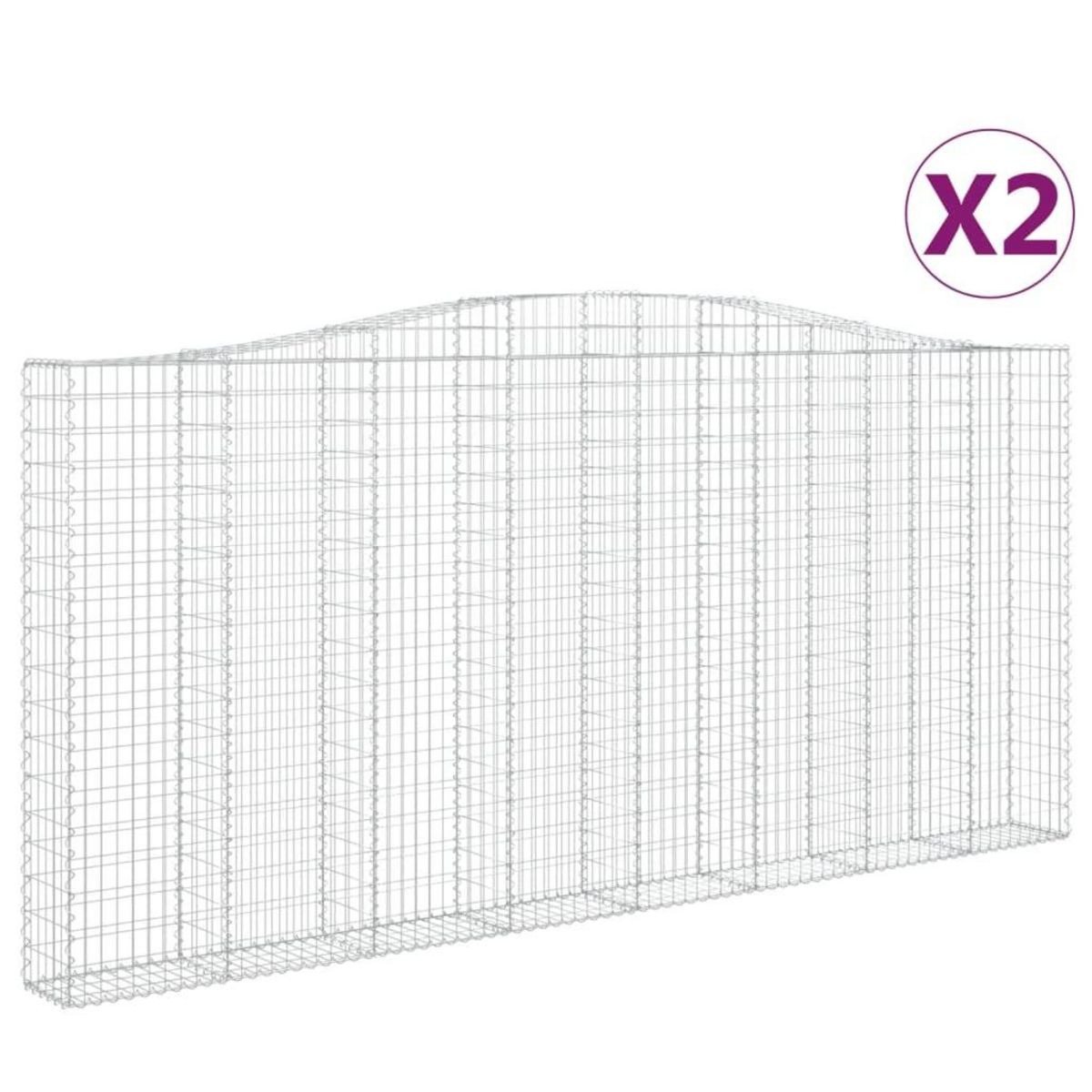 VIDAXL Paniers a gabions arques 2 pcs 400x30x180/200 cm Fer galvanise
