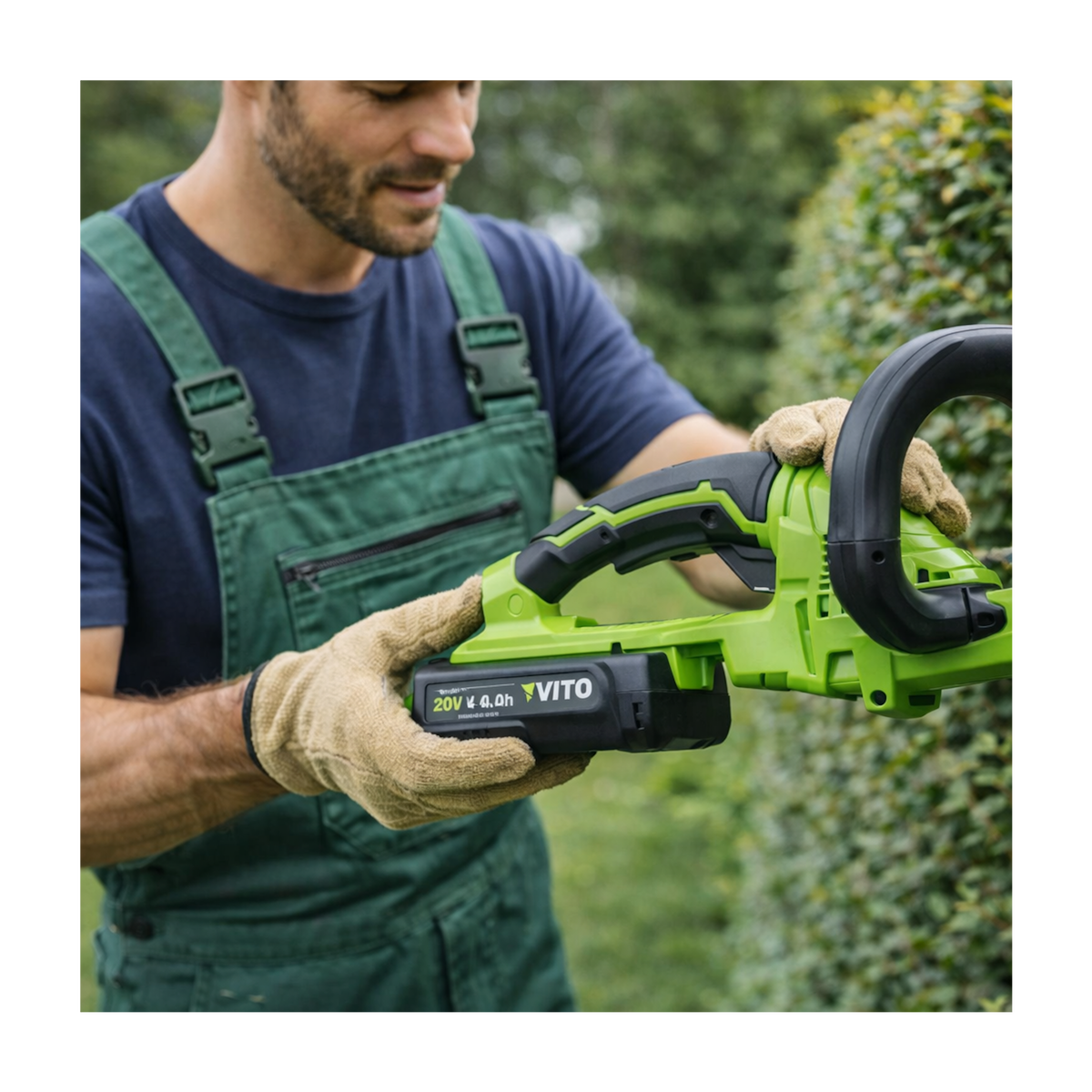 VITO Taille Haies Sans fil 20V Lame 51Cm + Batterie lithium 4.0Ah + Chargeur Rapide Poignée rotative 90° Haies et Arbustes VITO
