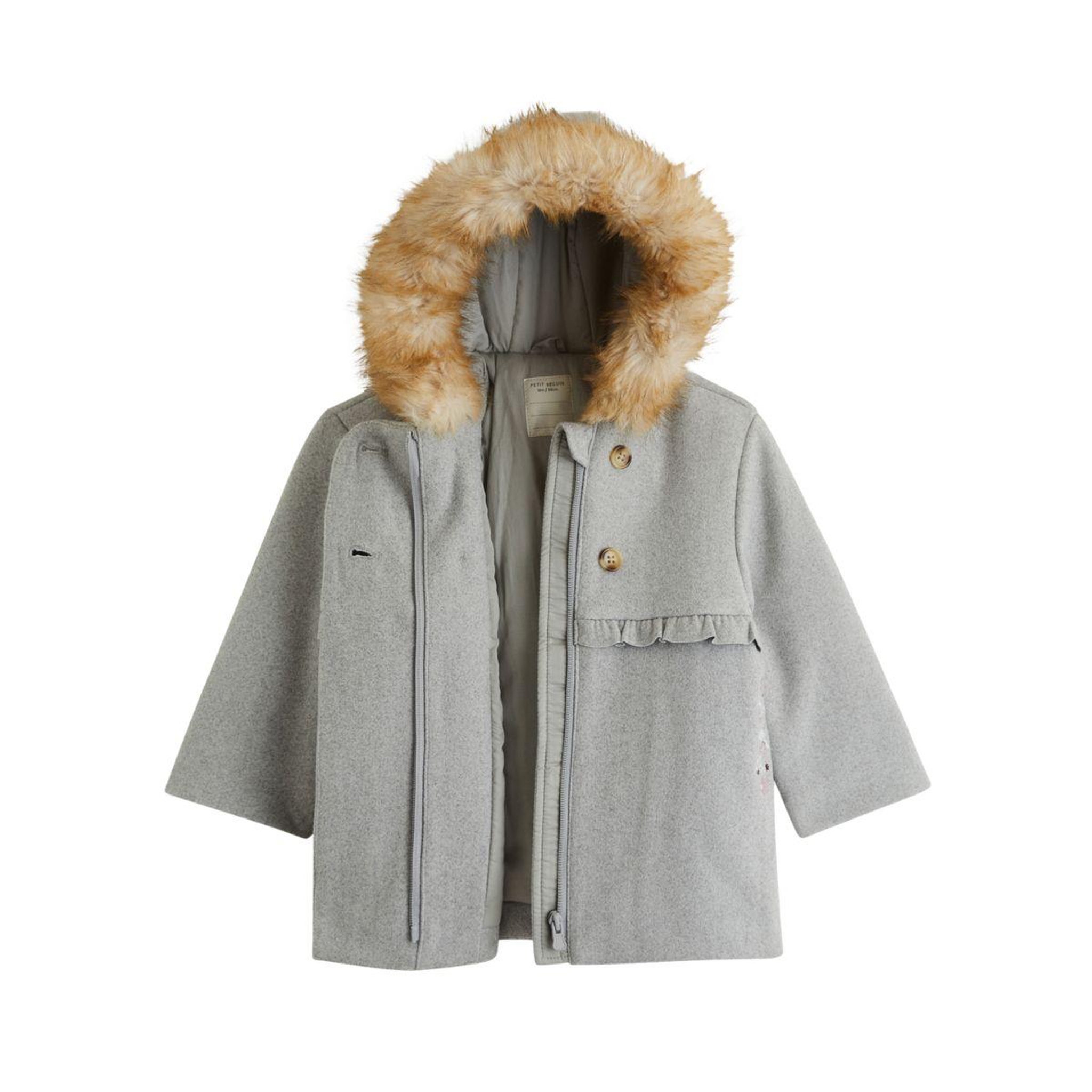 Voir la diapositive 3 : PETIT BEGUIN Manteau enfant avec capuche Jeanne