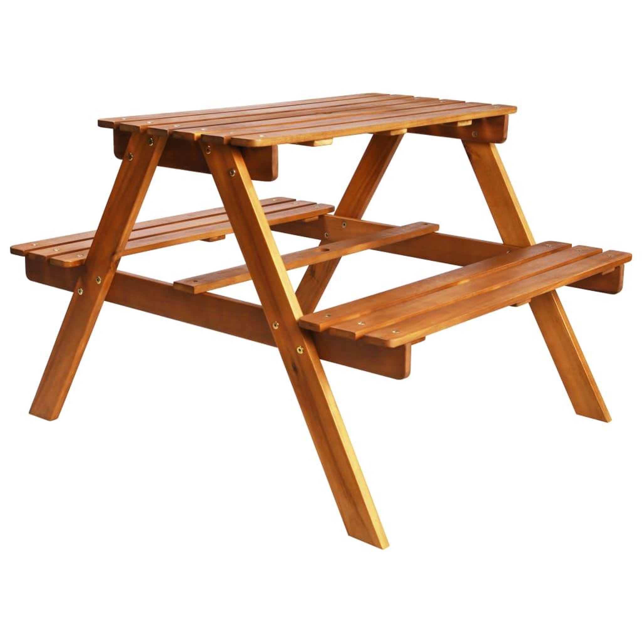 Voir la diapositive 4 : VIDAXL Table a pique-nique et parasol enfants 79x90x60cm Acacia solide