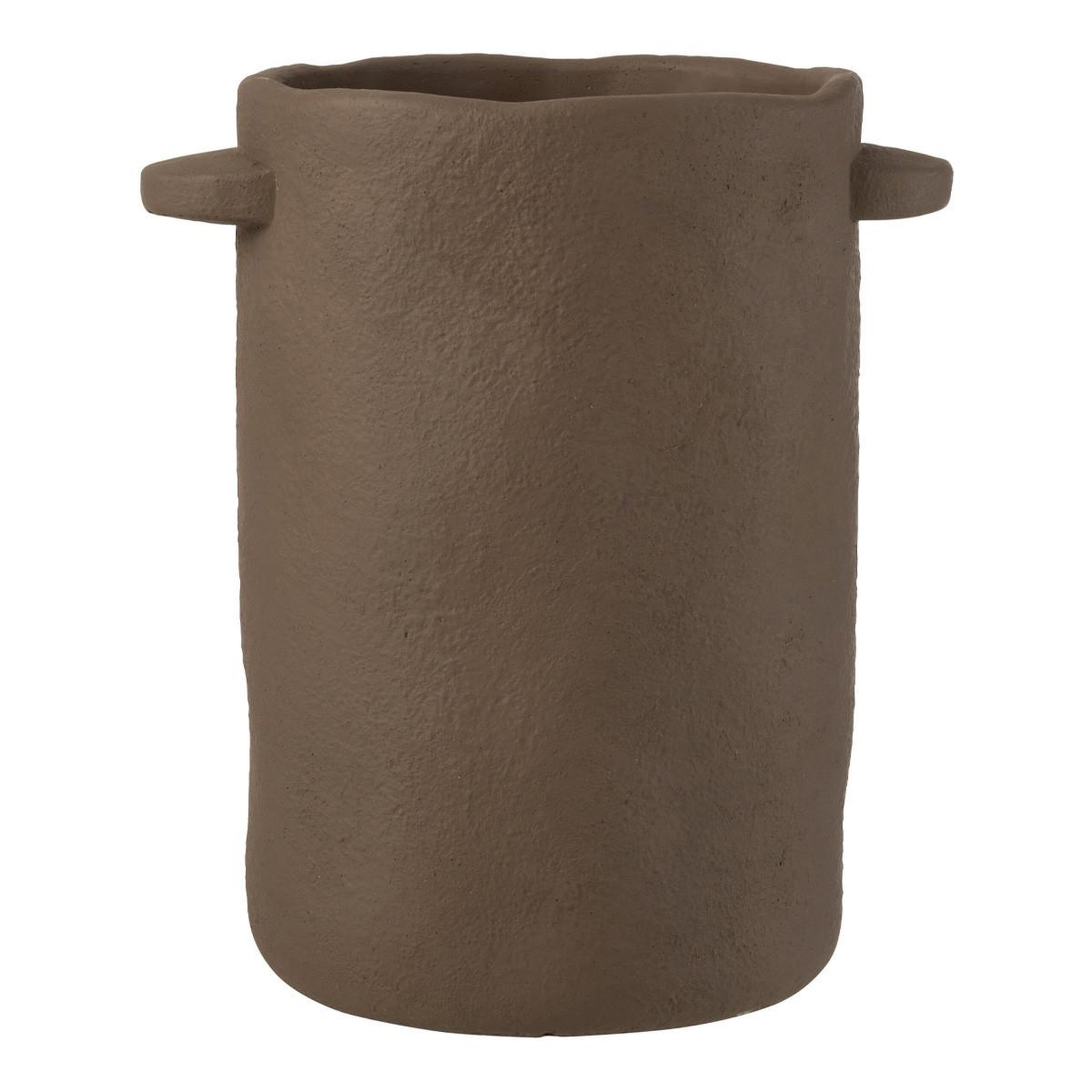 Voir la diapositive 1 : J-LINE Vase allongé en ciment  gustave  30cm marron foncé