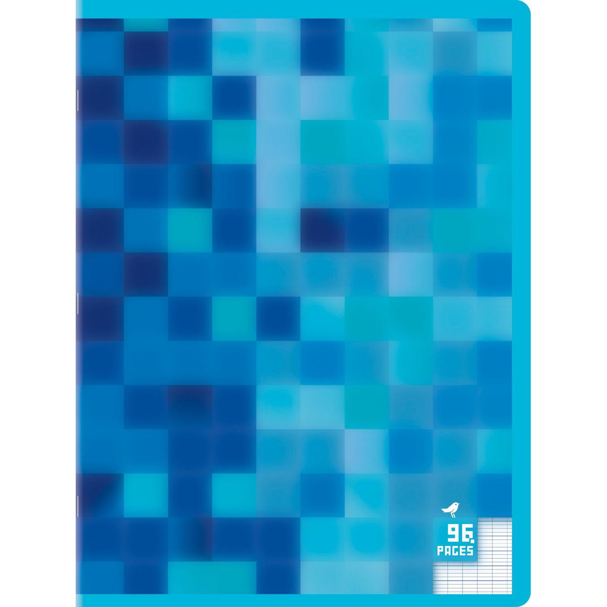 AUCHAN Cahier piqué 24x32cm 96 pages grands carreaux Seyes bleu