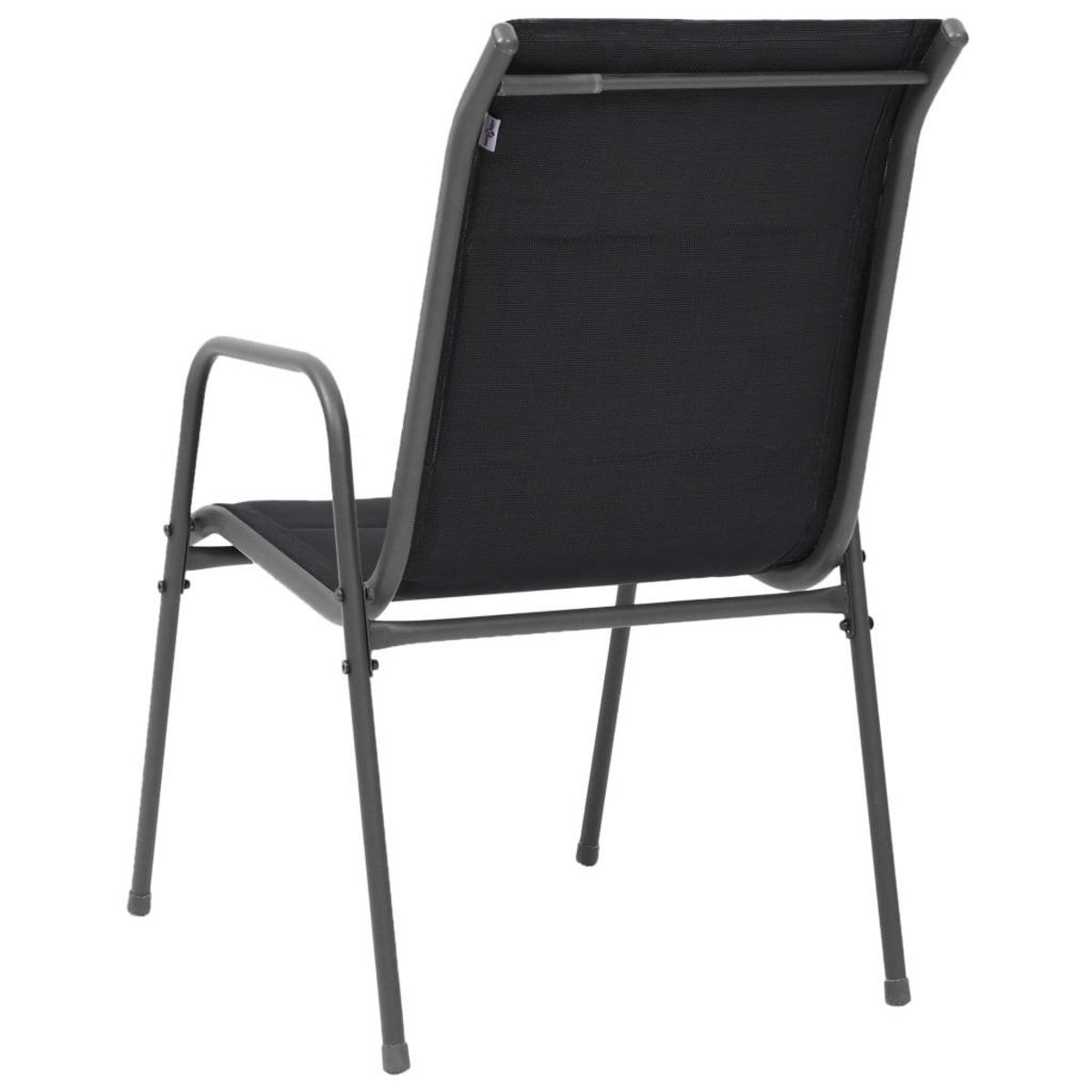 VIDAXL Chaises empilables de jardin lot de 2 Acier et textilene Noir