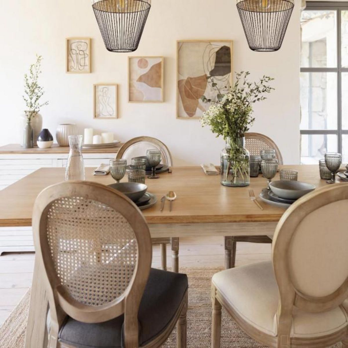 ATMOSPHERA Table à Manger en Bois  Olbia  200cm Blanc