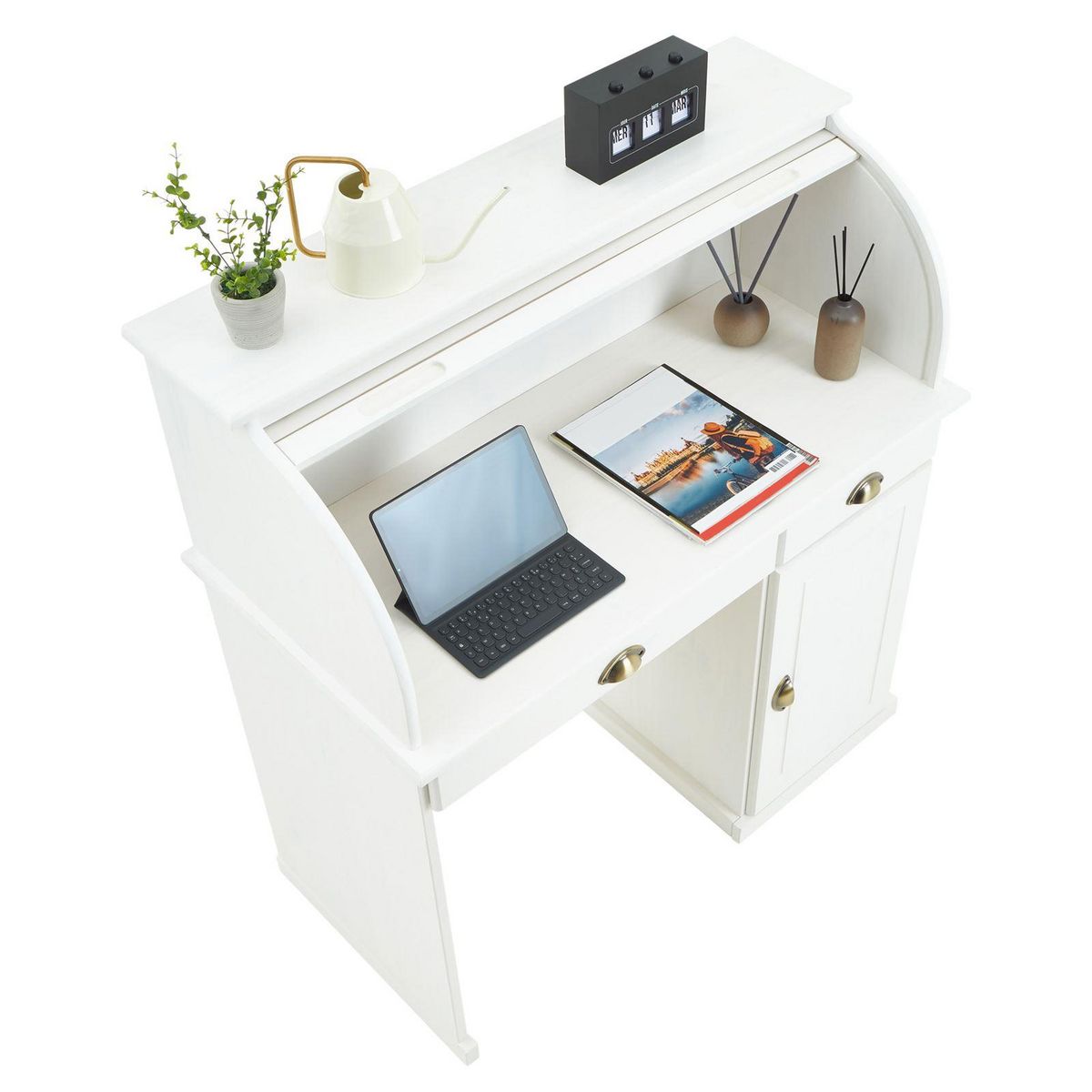 IDIMEX Bureau secrétaire TOM avec 2 tiroirs et 1 porte en pin massif