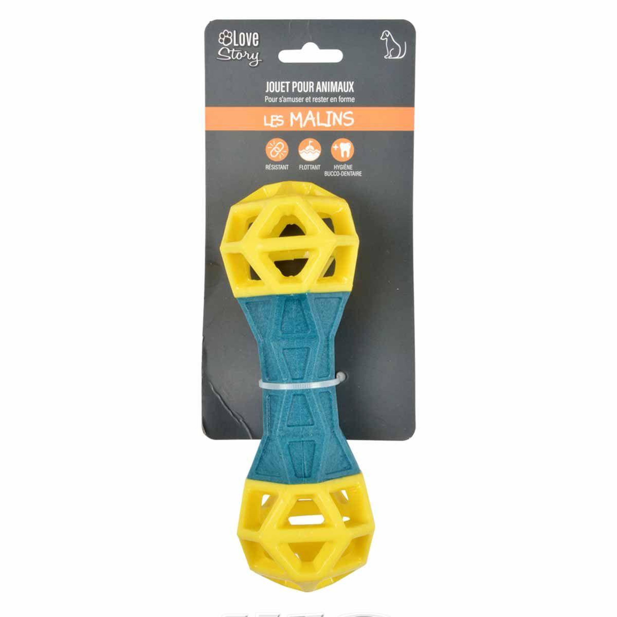 Voir la diapositive 4 : LOVE STORY Jouet pour chien os  géométrique  18cm bleu