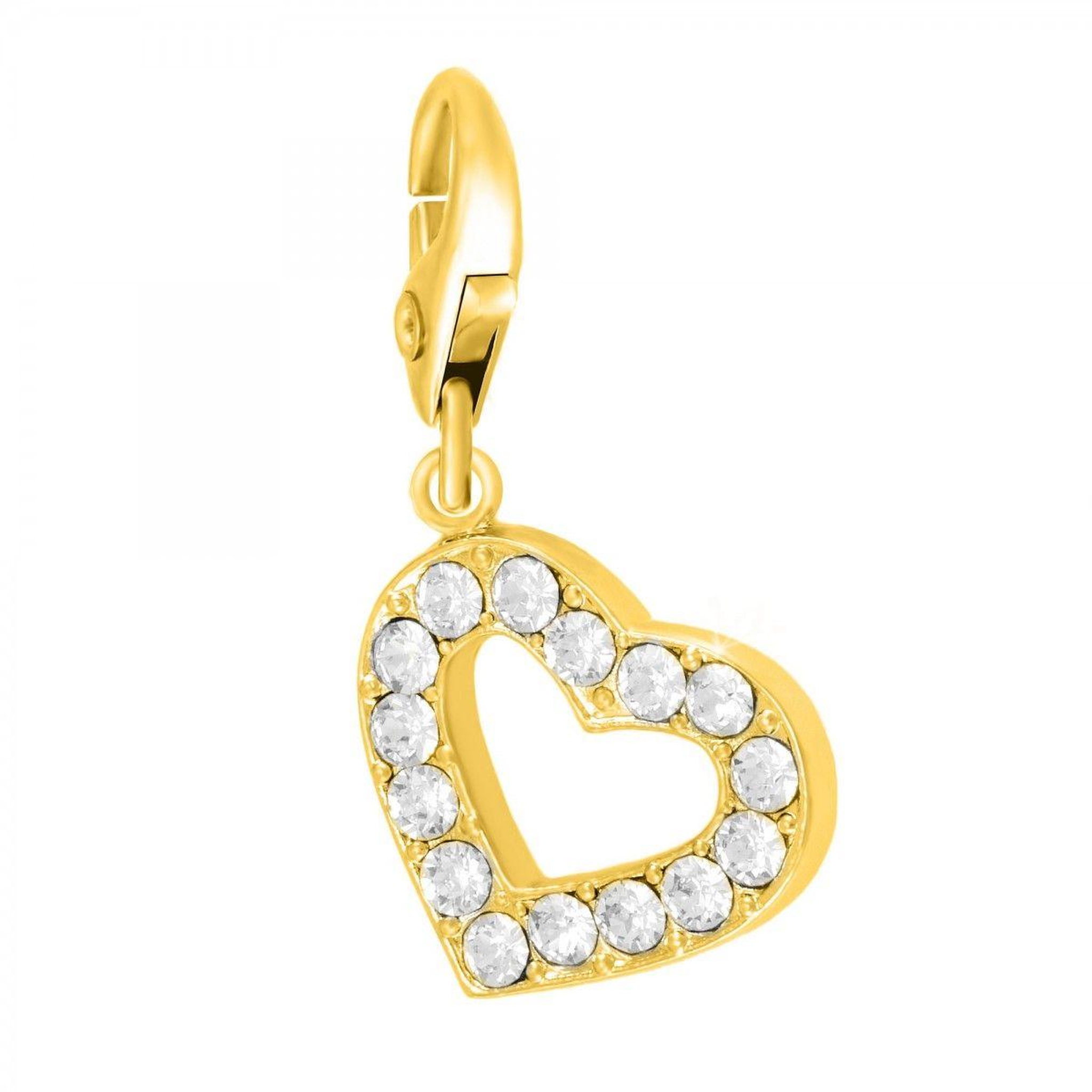 SC CRYSTAL Charm coeur doré SC Crystal orné de Cristaux scintillants