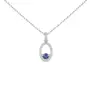 L'ATELIER D'AZUR Collier - Pendentif Or Blanc Diamants et Saphir Bleu - Chaine Argentée - Femme