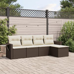 VIDAXL Salon de jardin avec coussins 5 pcs marron resine tressee