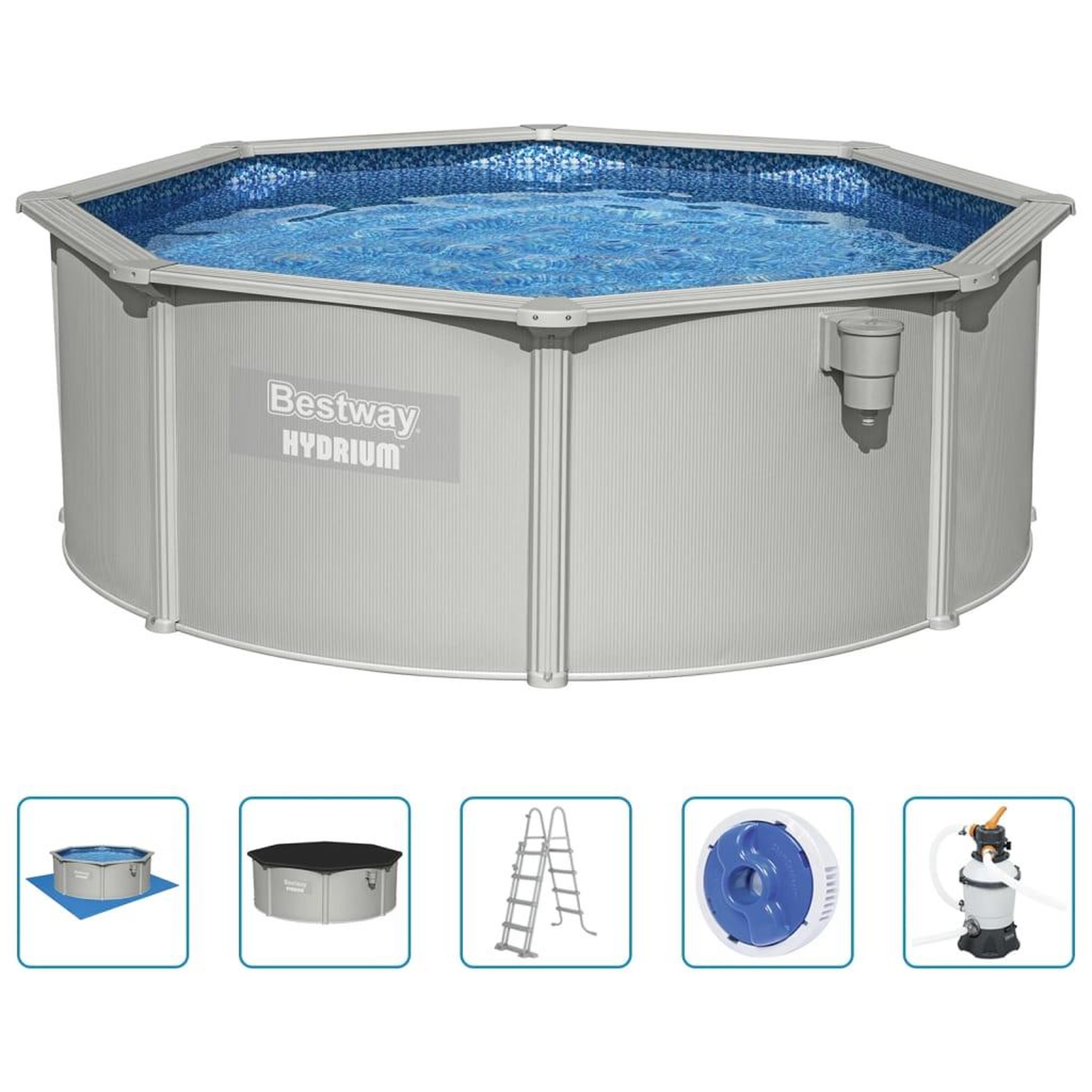 Voir la diapositive 2 : BESTWAY Bestway Piscine encadree hors sol ronde Hydrium 360x120 cm
