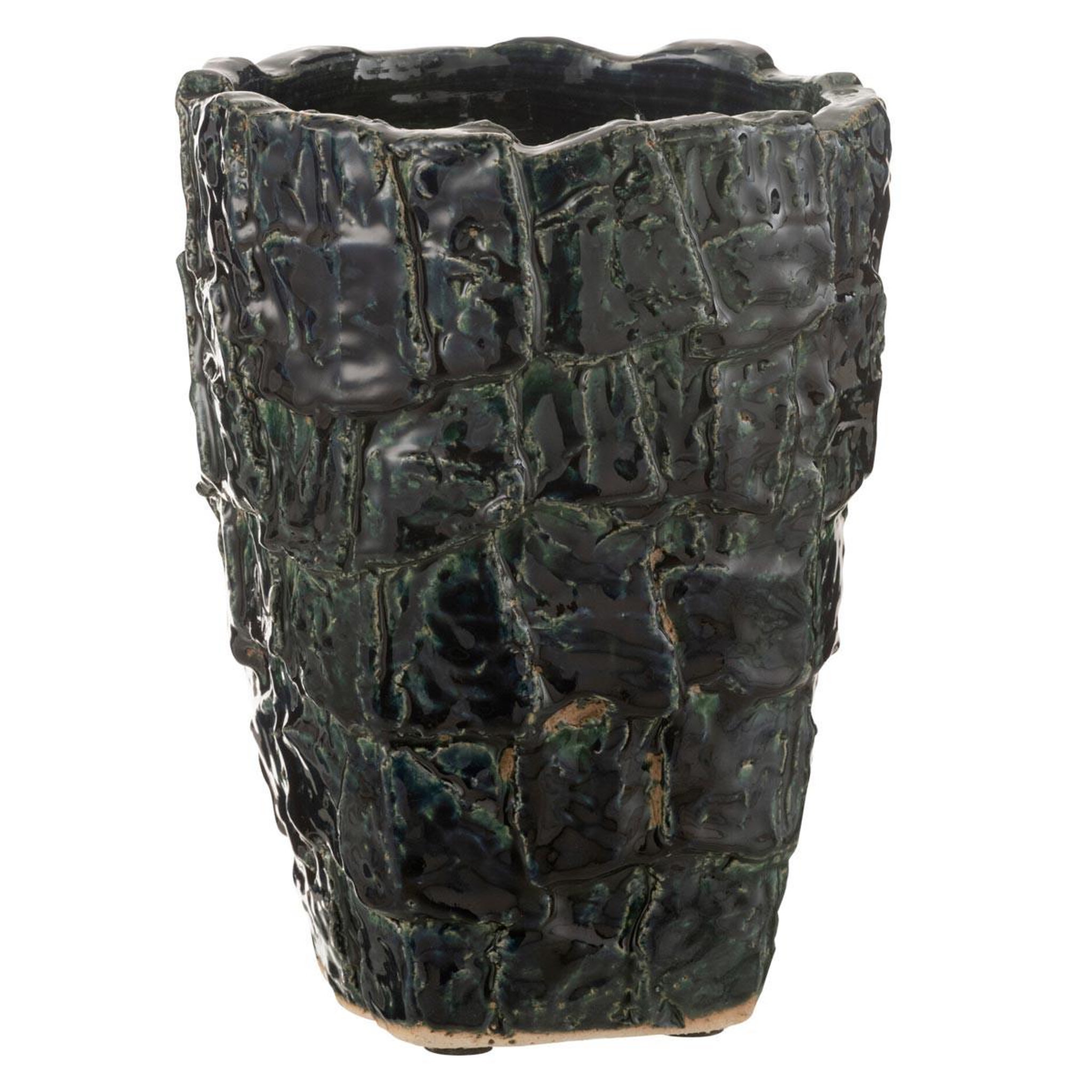 J-LINE Vase design en céramique  akane  28cm vert pétrole
