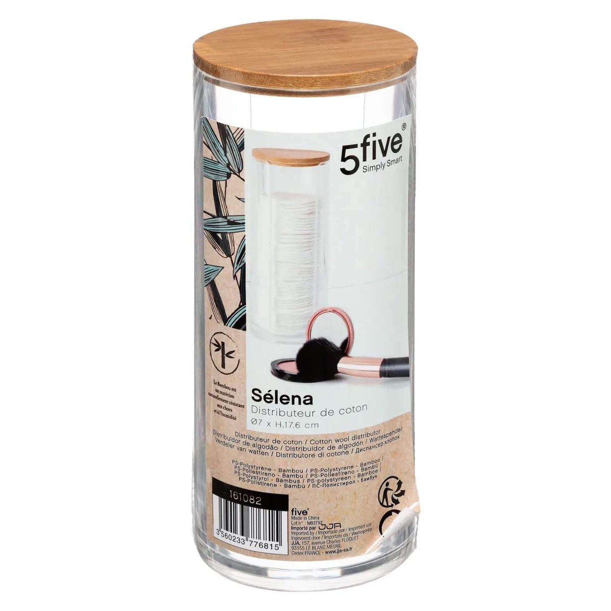 Voir la diapositive 2 : FIVE Distributeur de coton bambou  selena  17cm transparent
