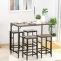 Voir la diapositive 2 : HOMCOM Ensemble table de bar 4 tabourets design industriel métal noir aspect bois