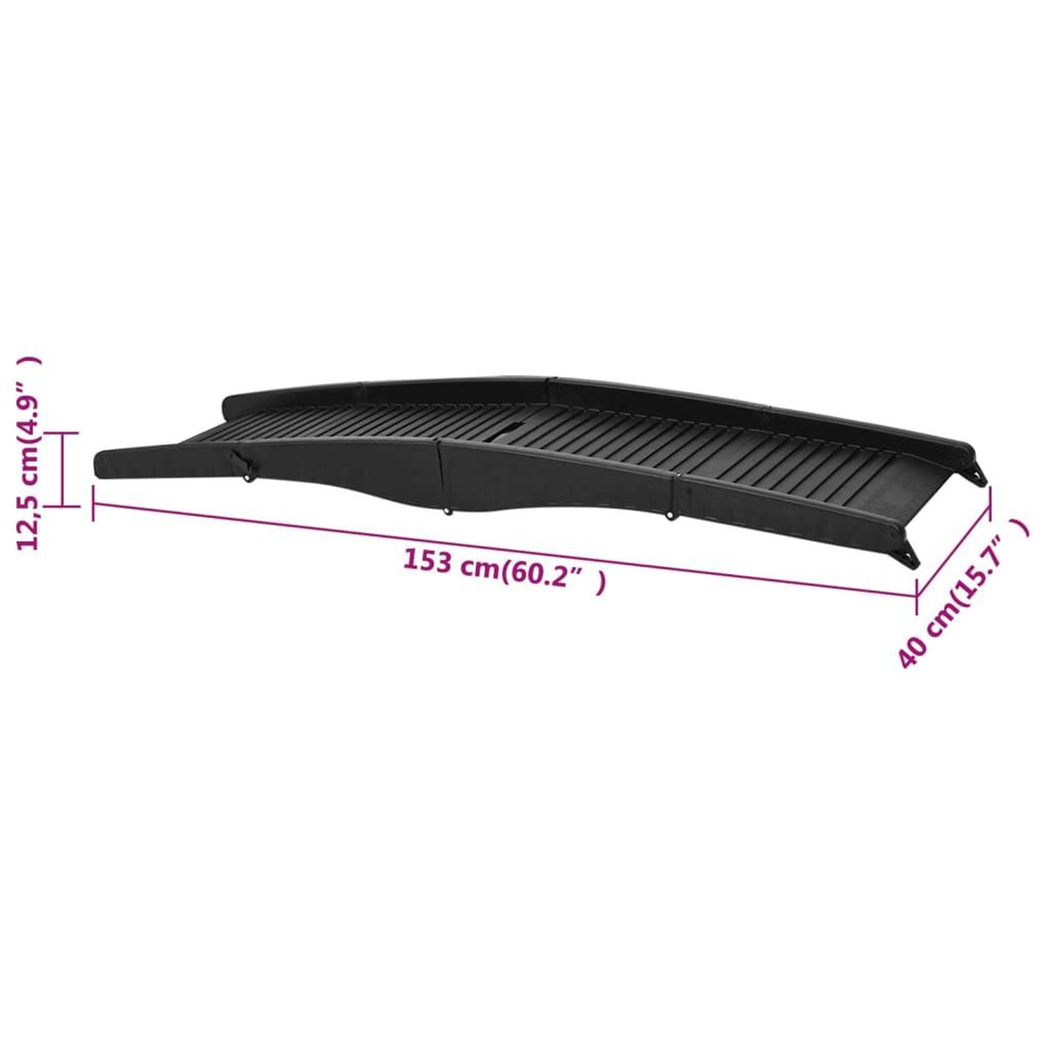 Voir la diapositive 6 : VIDAXL Rampe pliable pour chien noir 153x40x12,5 cm plastique