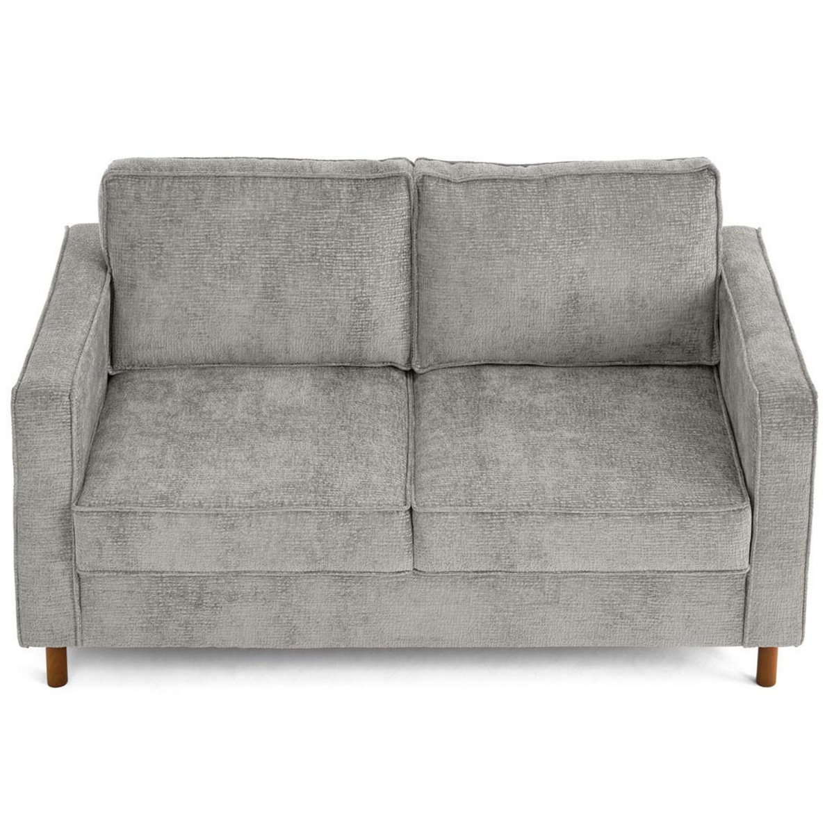 LISA DESIGN Jake - canapé droit 2 places en tissu velours relief - pieds en bois foncé