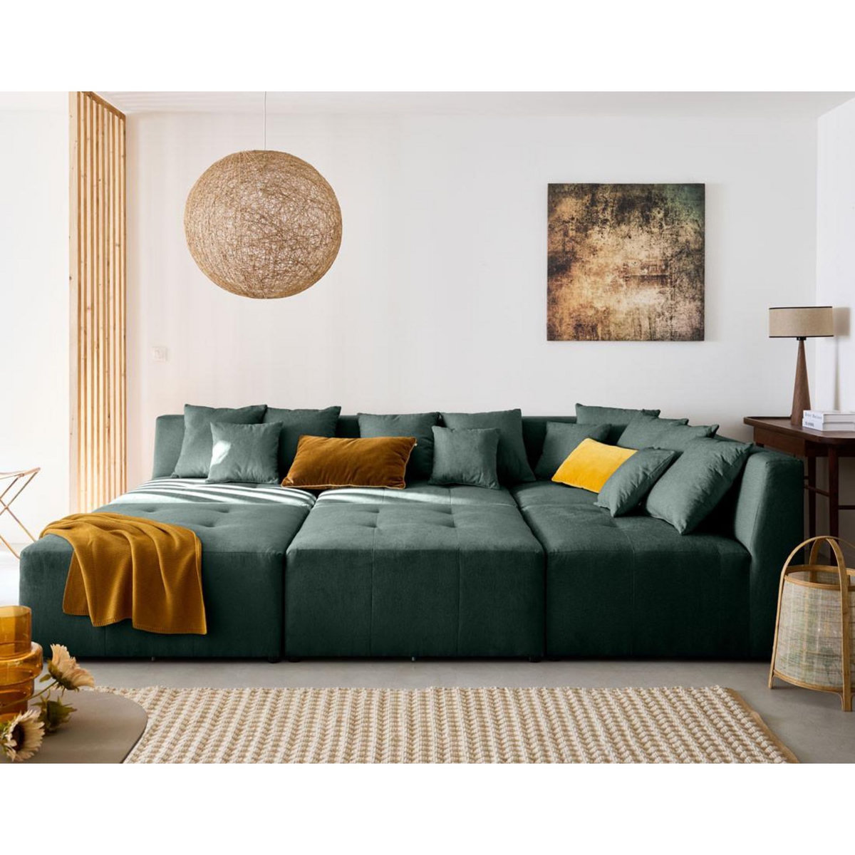 LISA DESIGN Amalfi - canapé modulable panoramique en u - 7 places - en tissu