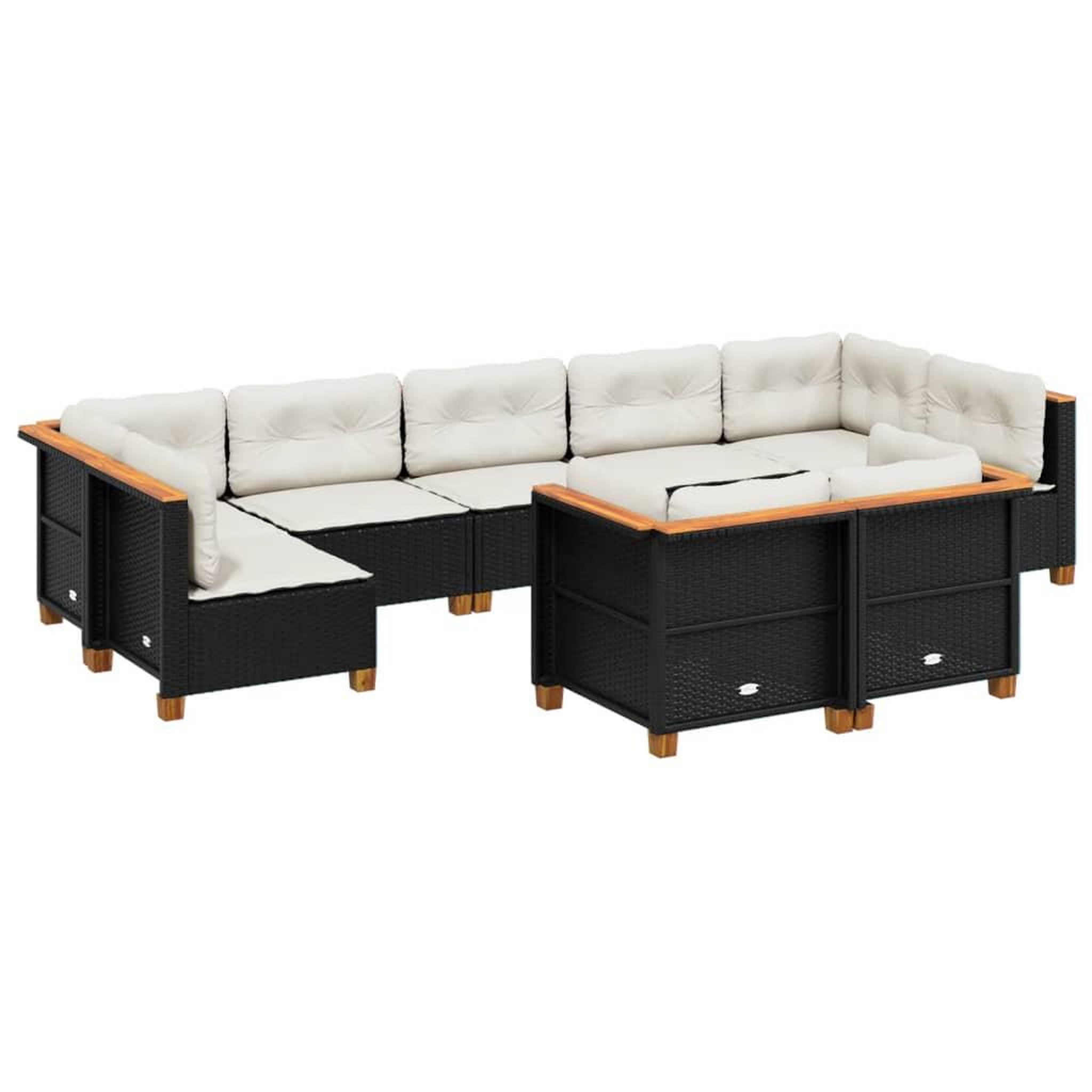 Voir la diapositive 2 : VIDAXL Salon de jardin 9 pcs avec coussins noir resine tressee
