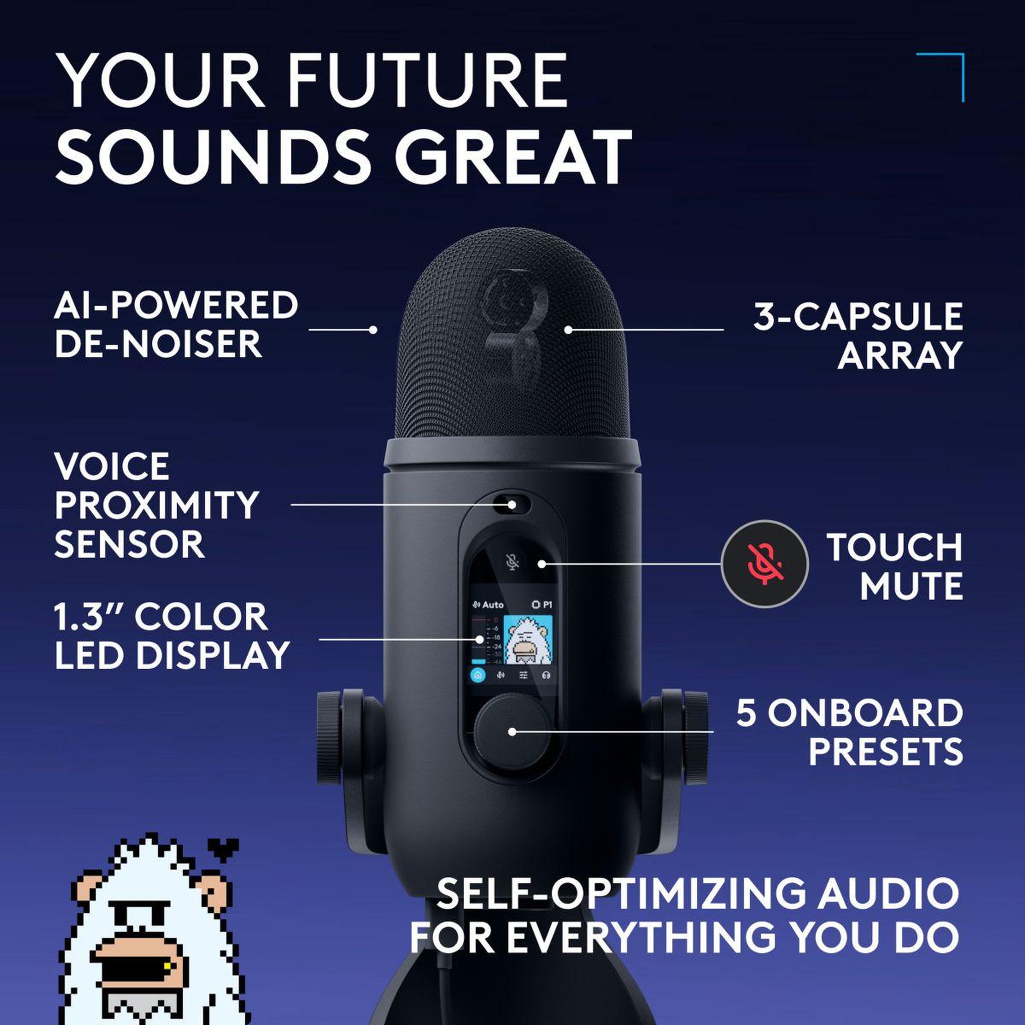 Voir la diapositive 3 : Logitech Micro Gamer Blue Yeti 2 Noir