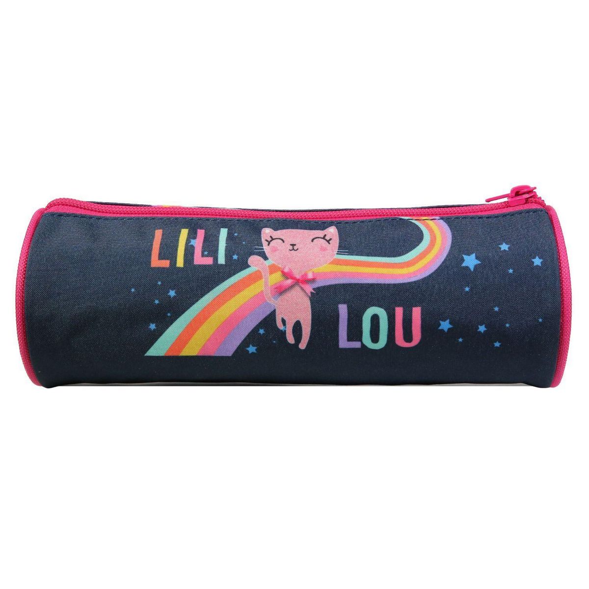 Bagtrotter BAGTROTTER Trousse scolaire ronde Lili Lou Bleue Arc en ciel
