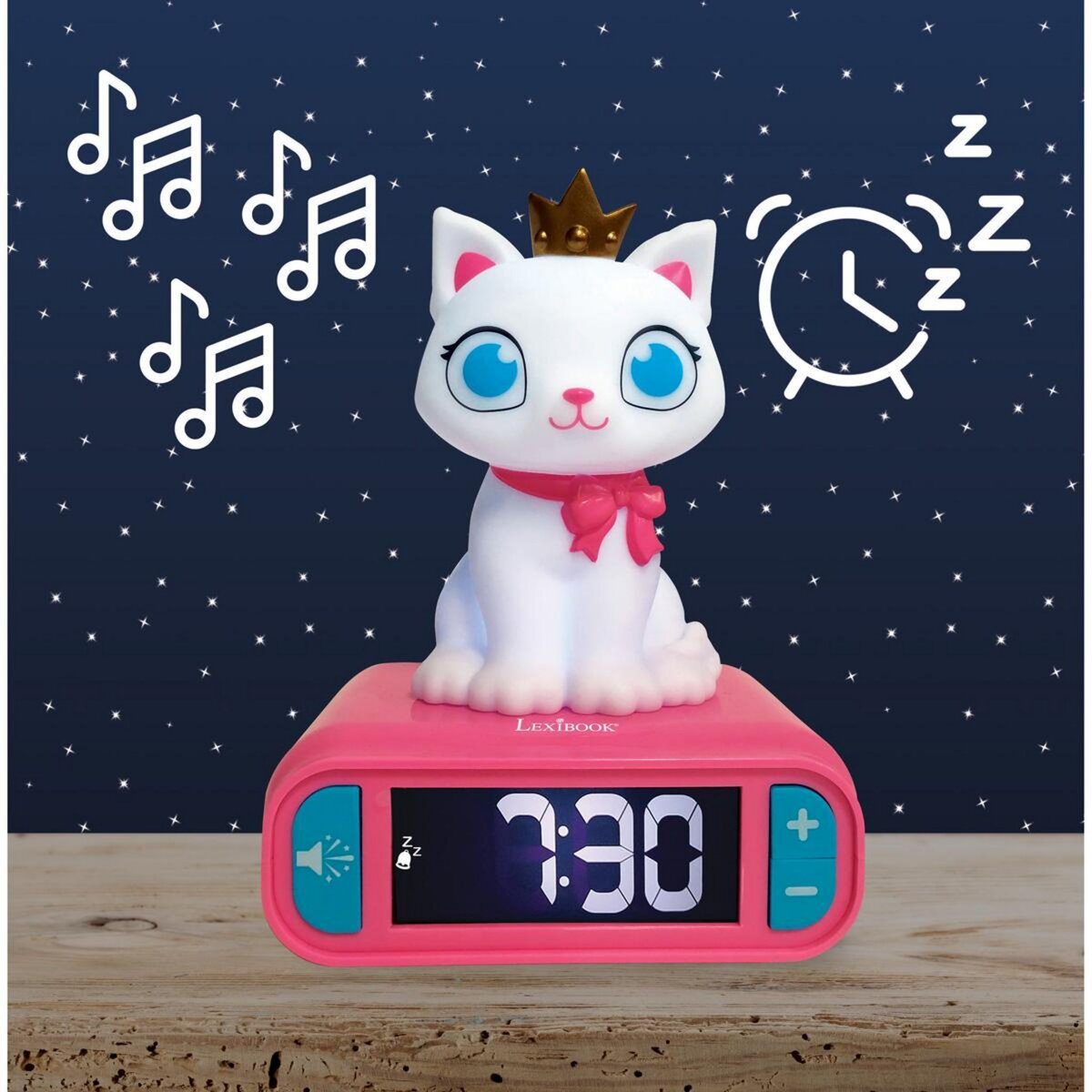 Lexibook Réveil avec Veilleuse Lumineuse Chat en 3D
