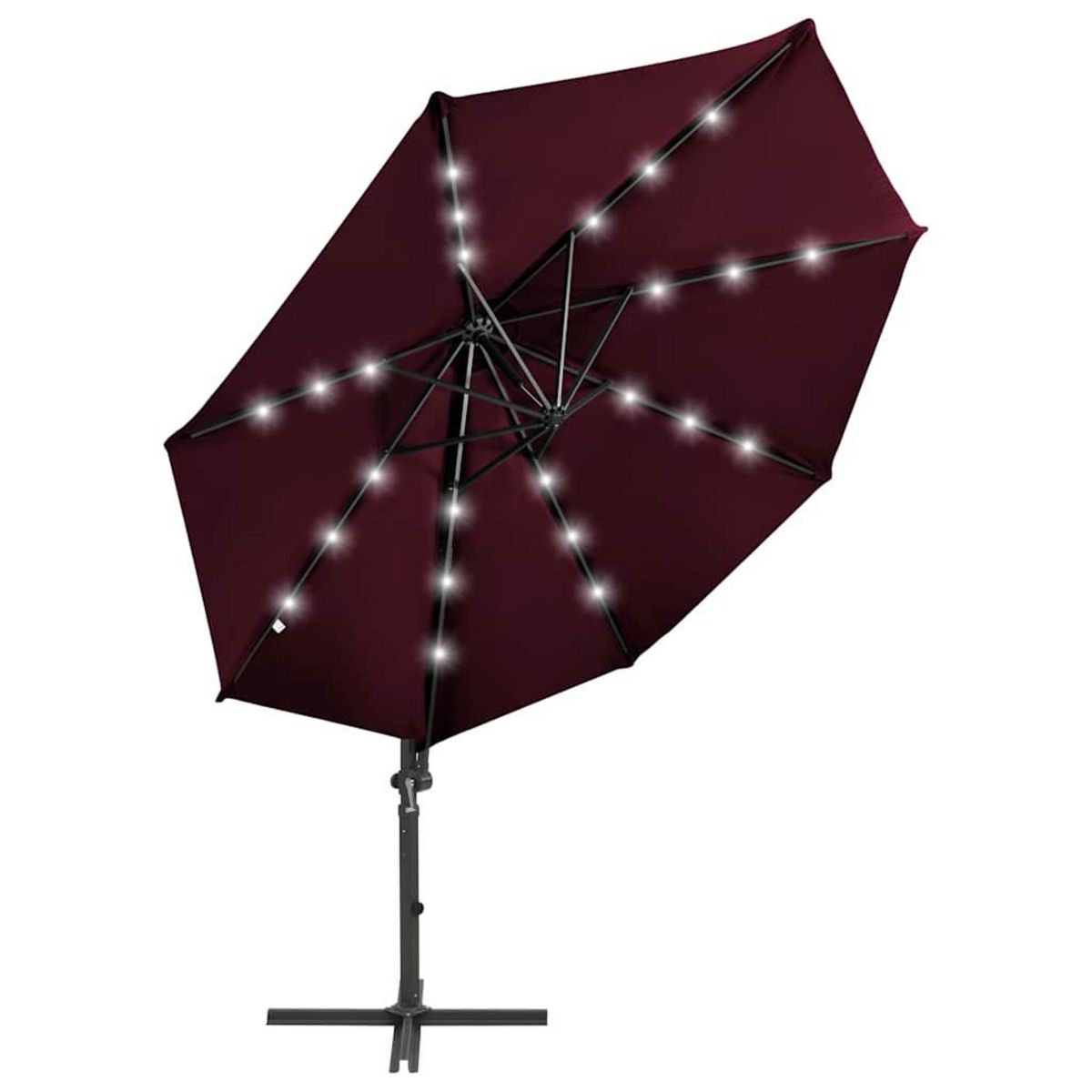 VIDAXL Parasol de jardin en porte-a-faux avec mat et lumieres LED