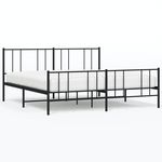 VIDAXL Cadre de lit metal sans matelas avec pied de lit noir 200x200cm