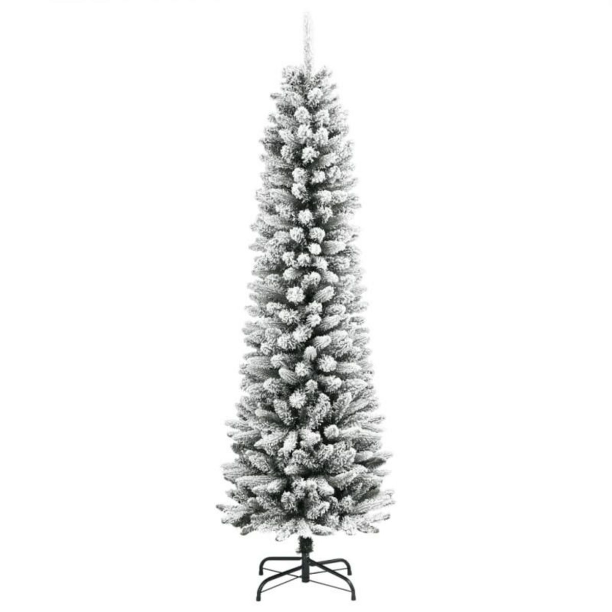 VIDAXL Sapin de Noël artificiel mince avec neige floquée 210 cm PVC PE