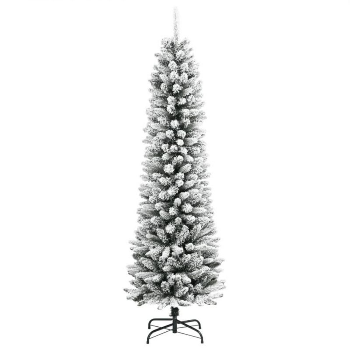VIDAXL Sapin de Noël artificiel mince avec neige floquée 210 cm PVC PE