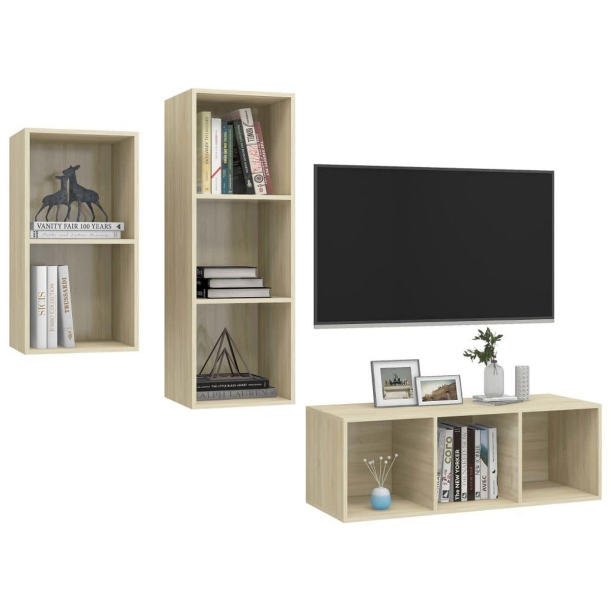 VIDAXL Ensemble de meubles TV 3 pcs Chene sonoma Bois d'ingenierie