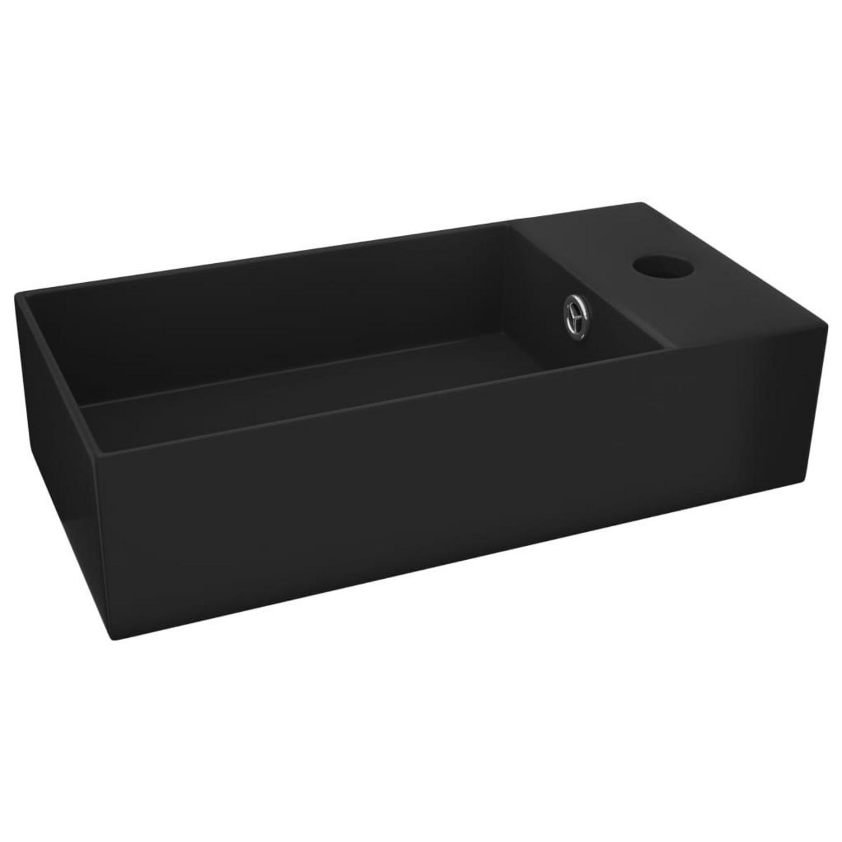 VIDAXL Lavabo de salle de bain avec trop-plein Ceramique Noir mat